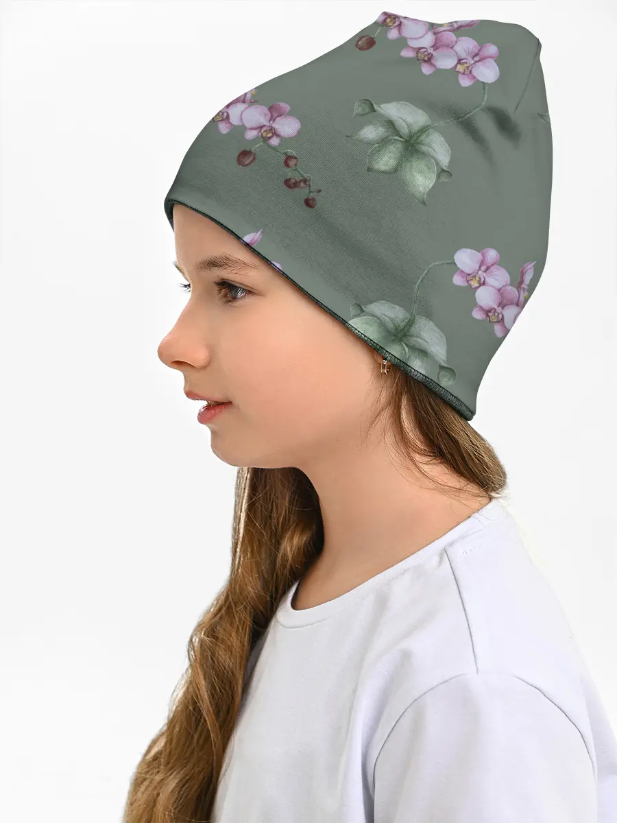 Детская шапка / Розовые орхидеи