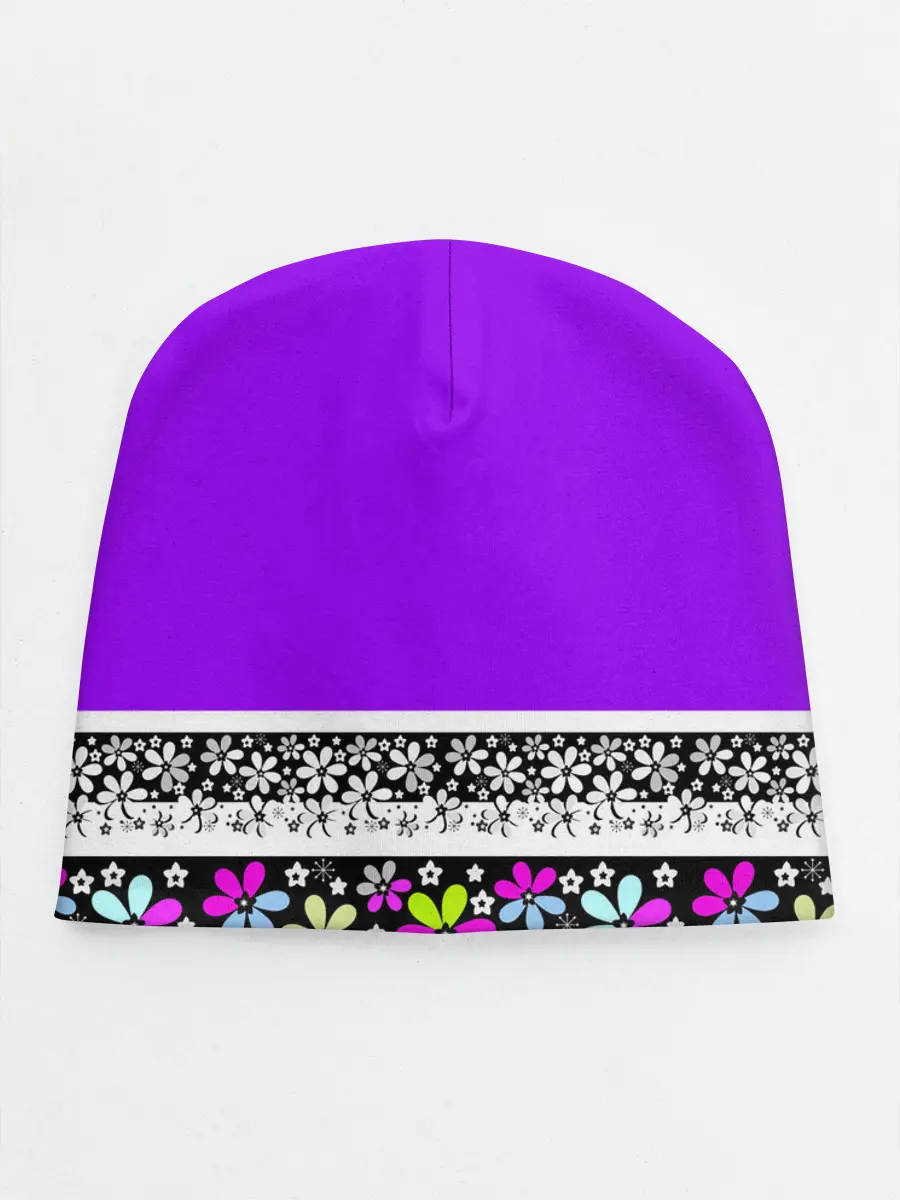 Детская шапка / Яркий фиолетовый цветочный