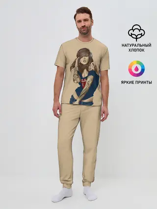 Мужская пижама с брюками / ДевушКа слушает Музыку