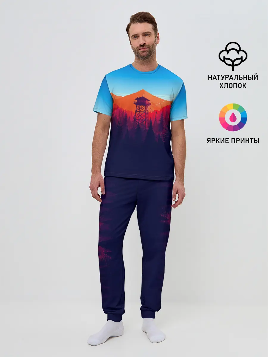 Мужская пижама с брюками / Одинокая вышка