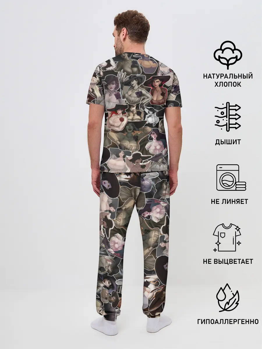 Мужская пижама с брюками / Dimitrescu stikers style