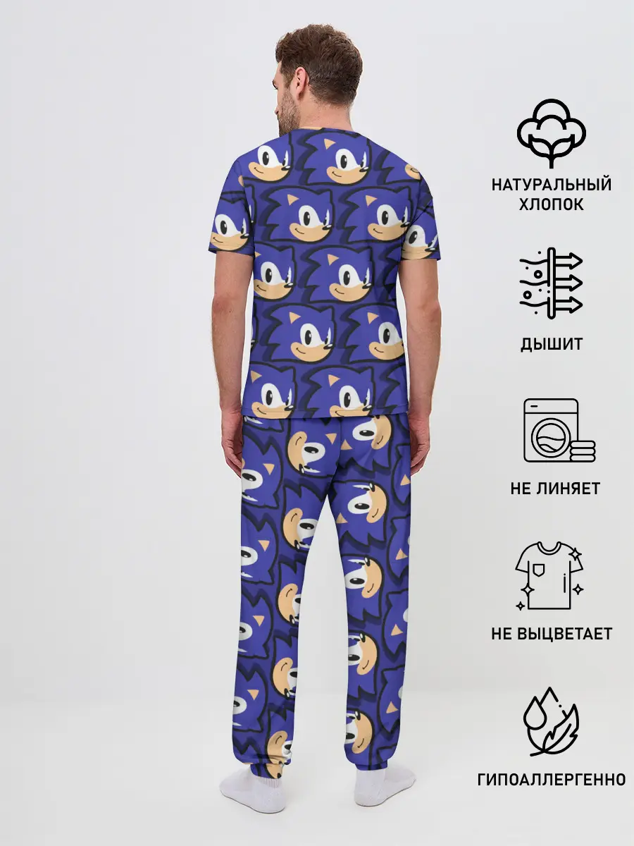Мужская пижама с брюками / Sonic pattern