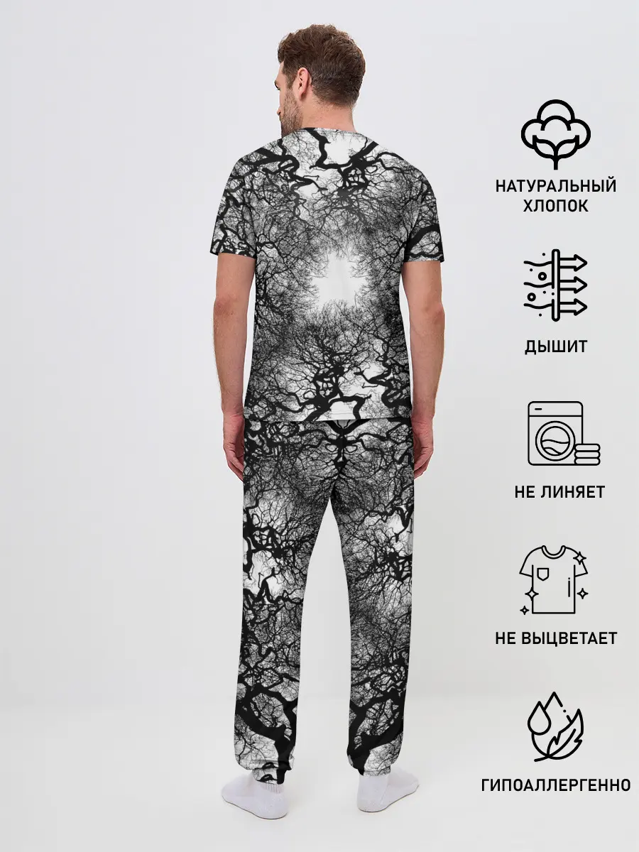 Мужская пижама с брюками / Texture Branches