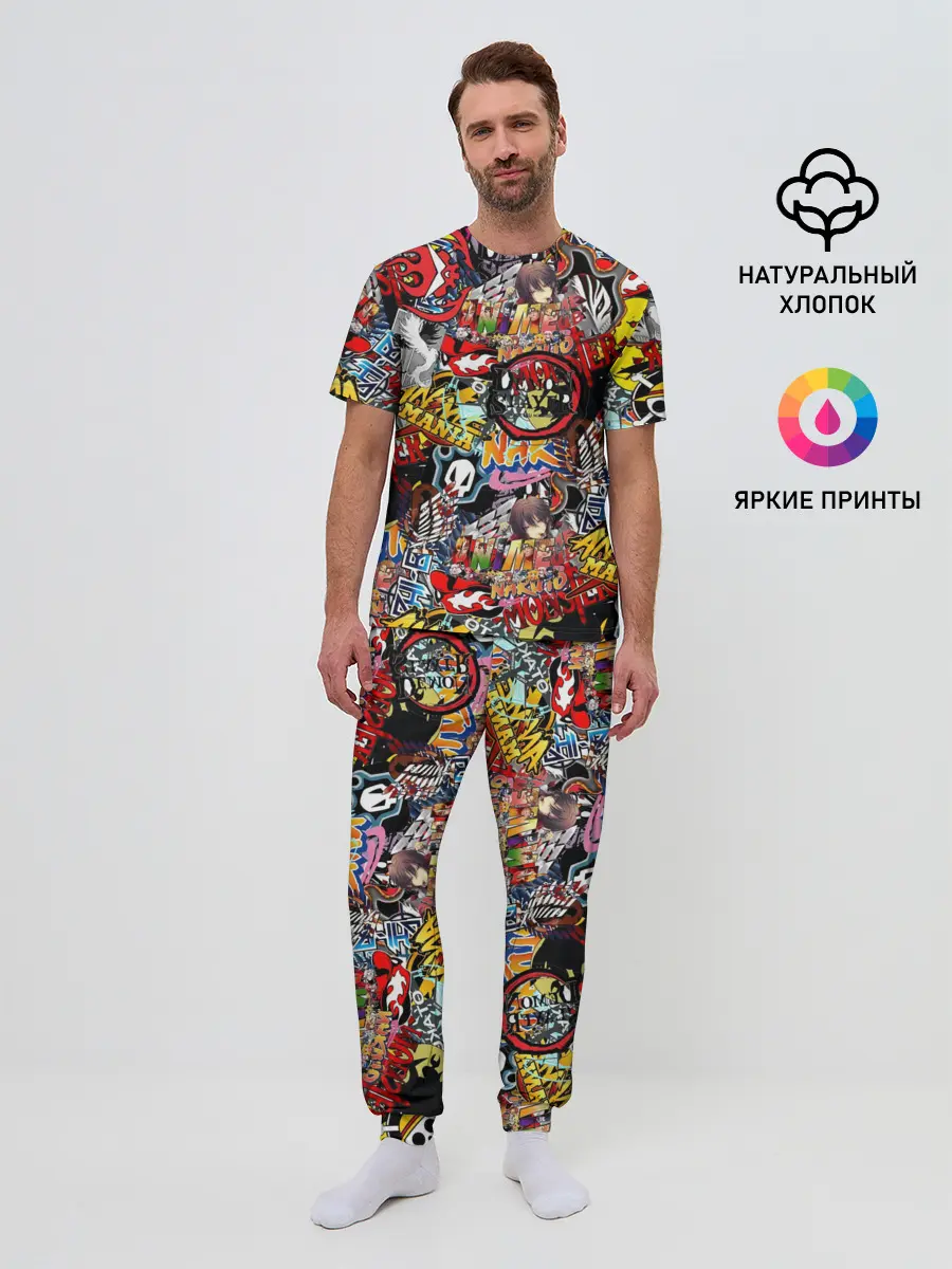 Мужская пижама с брюками / Логотипы Аниме Мультиков