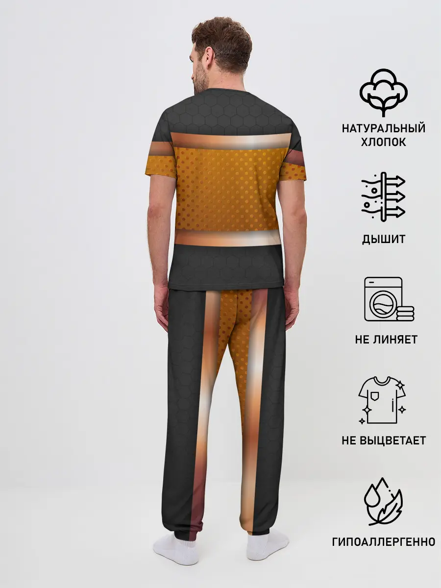Мужская пижама с брюками / 3d gold / black