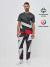 Мужская пижама с брюками / Черно-красные зигзаги