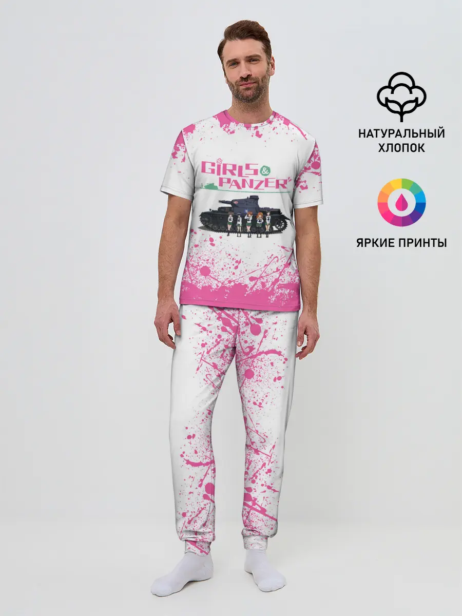 Мужская пижама с брюками / Девушки и танки | Pink