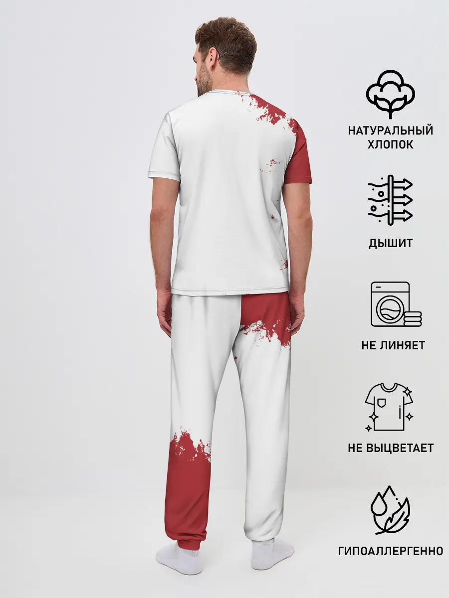 Мужская пижама с брюками / Аста Чёрный клевер красный дым