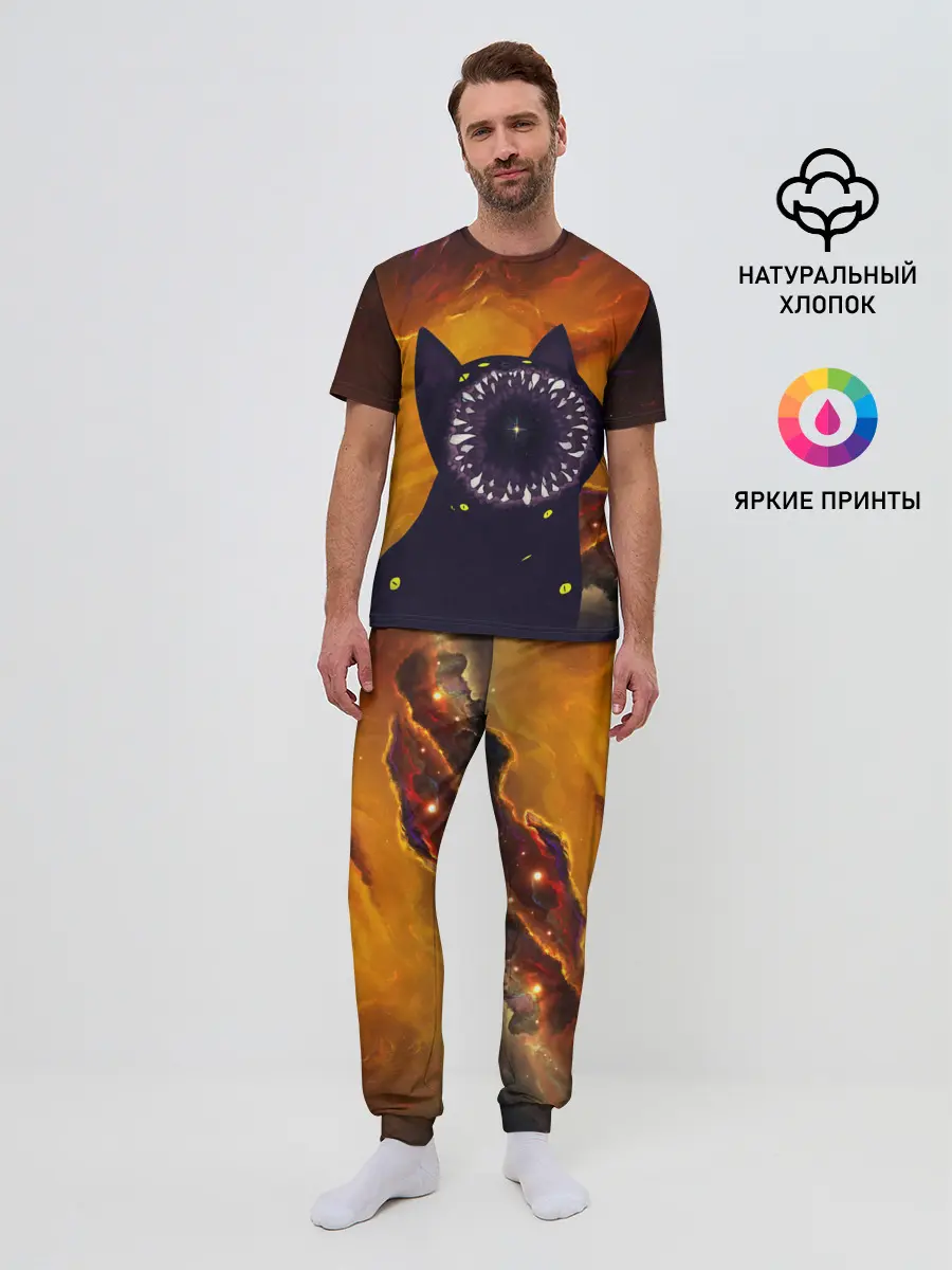 Мужская пижама с брюками / Космический кот | Space Cat
