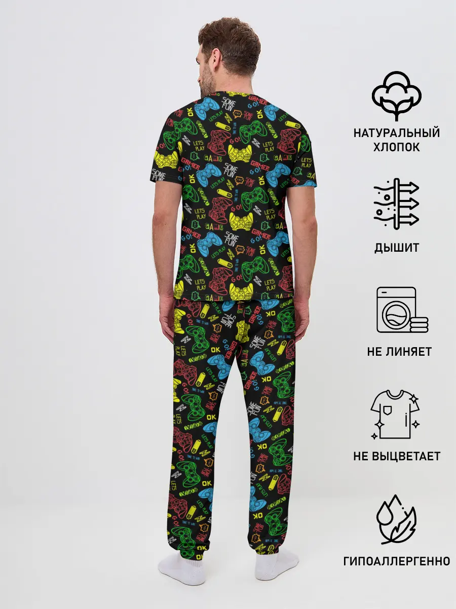 Мужская пижама с брюками / Топ-геймер