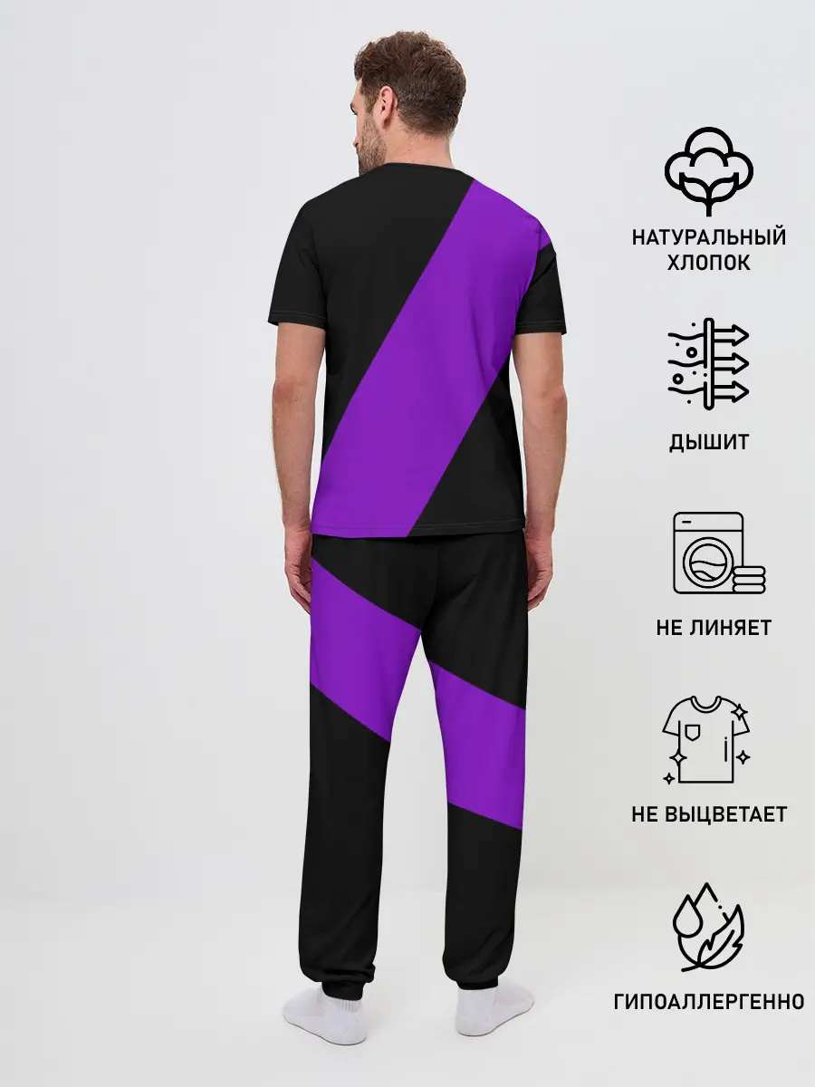 Мужская пижама с брюками / Чёрный клевер демон в сиреневом