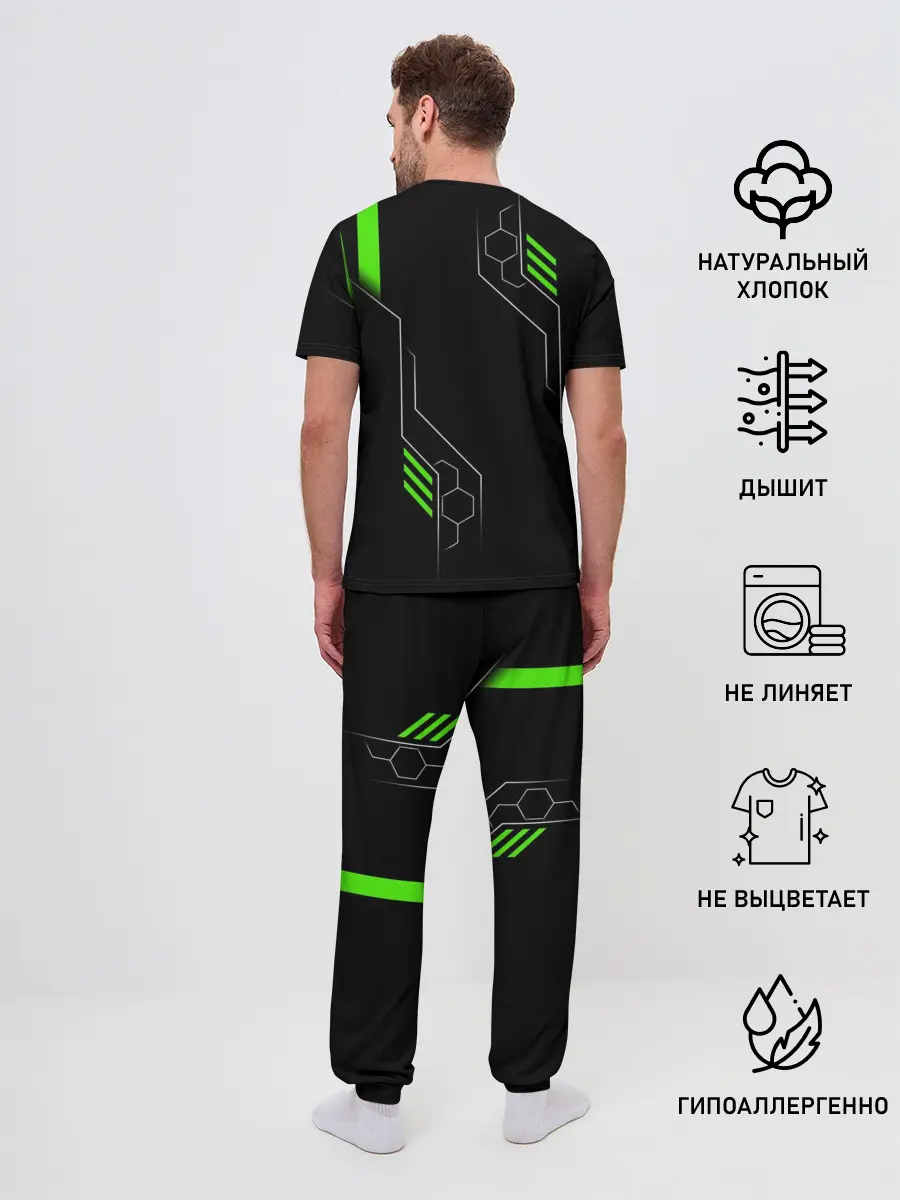 Мужская пижама с брюками / ФУТУРИСТИЧНАЯ БРОНЯ | ЗЕЛЕНАЯ