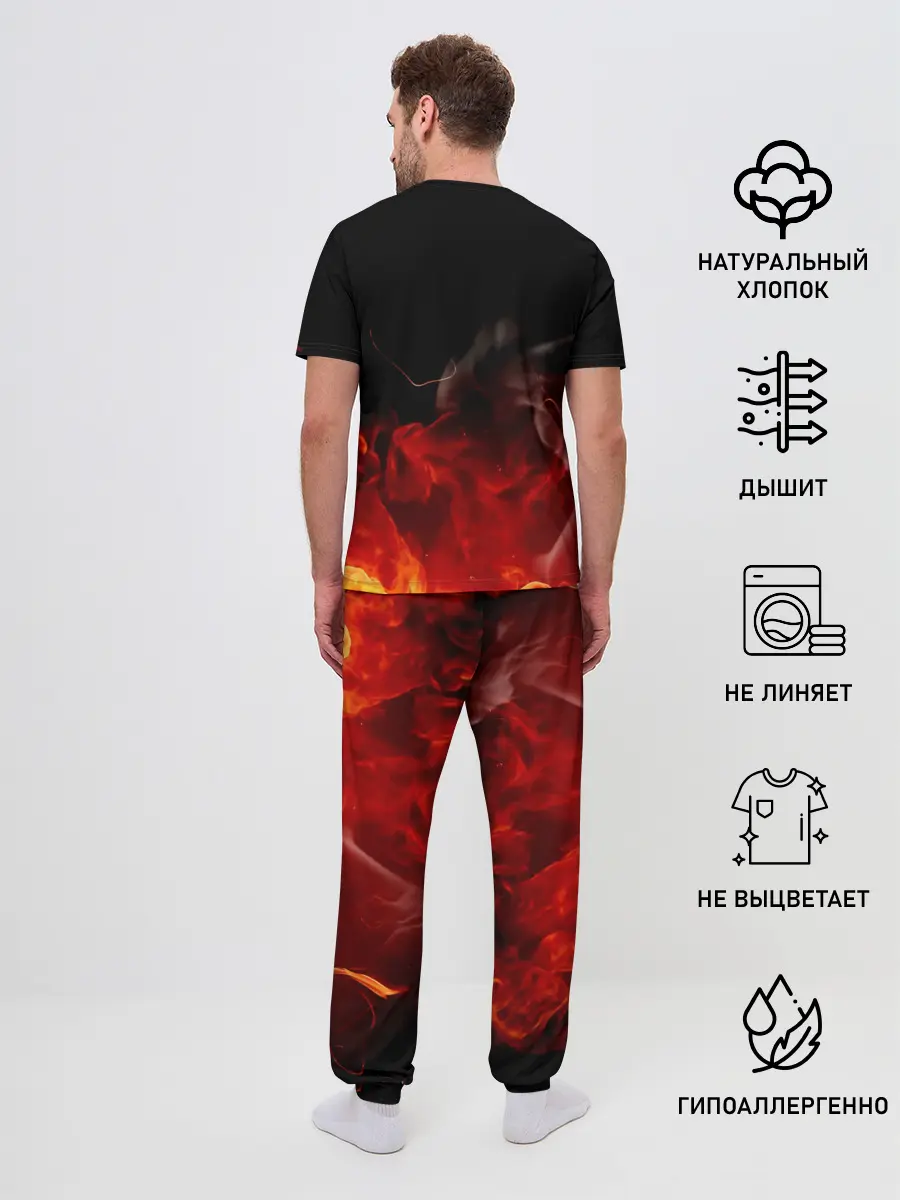 Мужская пижама с брюками / Аста в огне Чёрный клевер