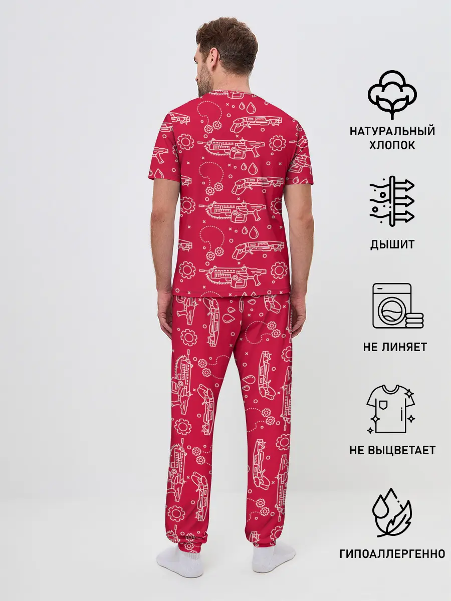 Мужская пижама с брюками / Gears pattern