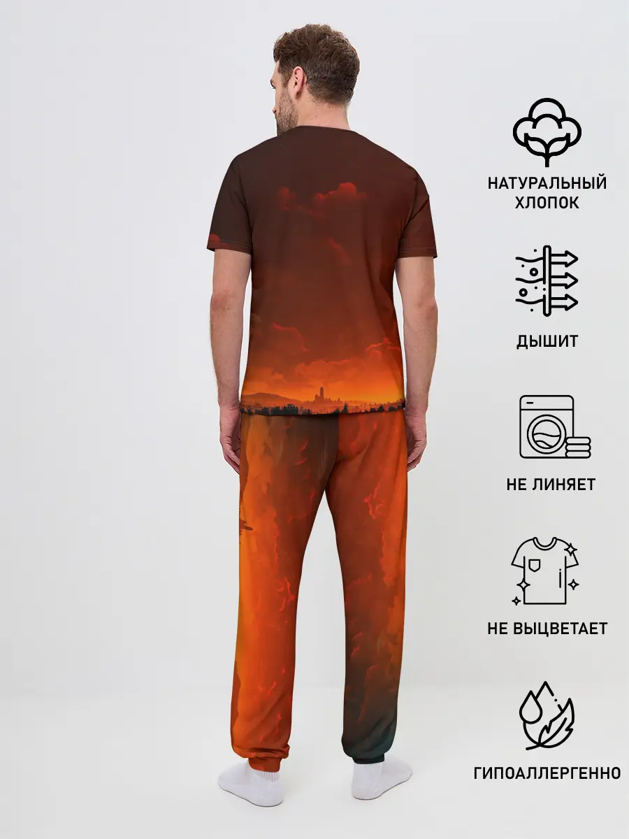 Мужская пижама с брюками / Кровавый закат
