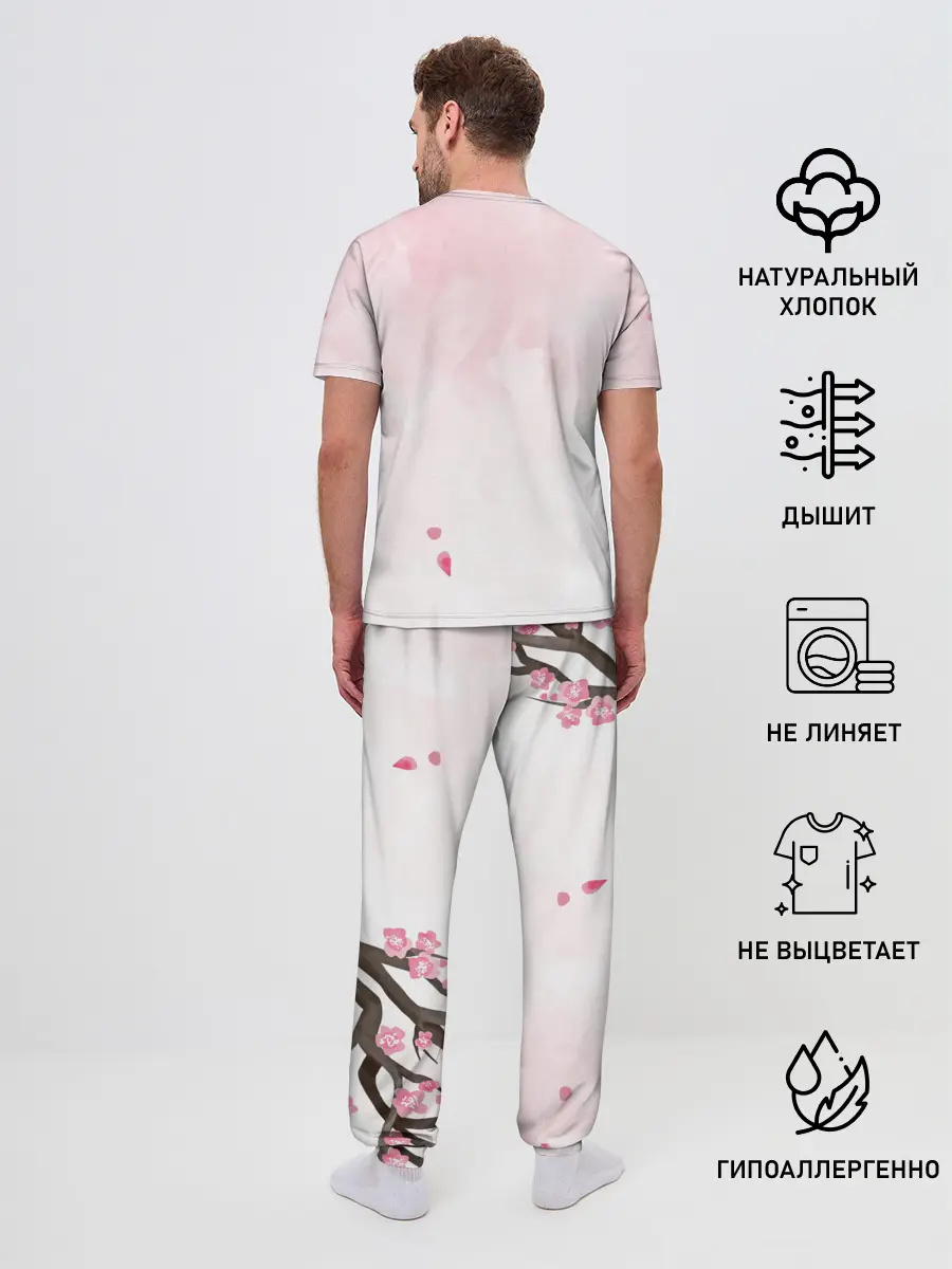 Мужская пижама с брюками / Чёрный клевер сакура Аста