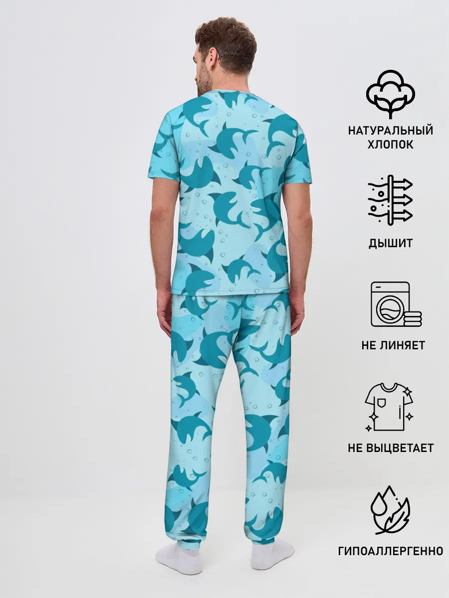 Мужская пижама с брюками / Акулы