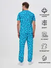 Мужская пижама с брюками / Неоновые синие узоры