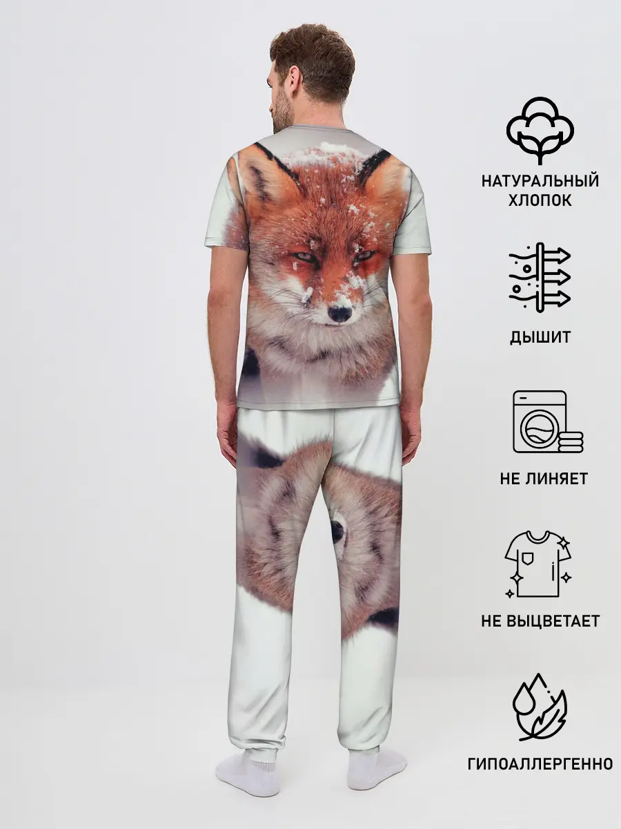 Мужская пижама с брюками / Лисица и снег