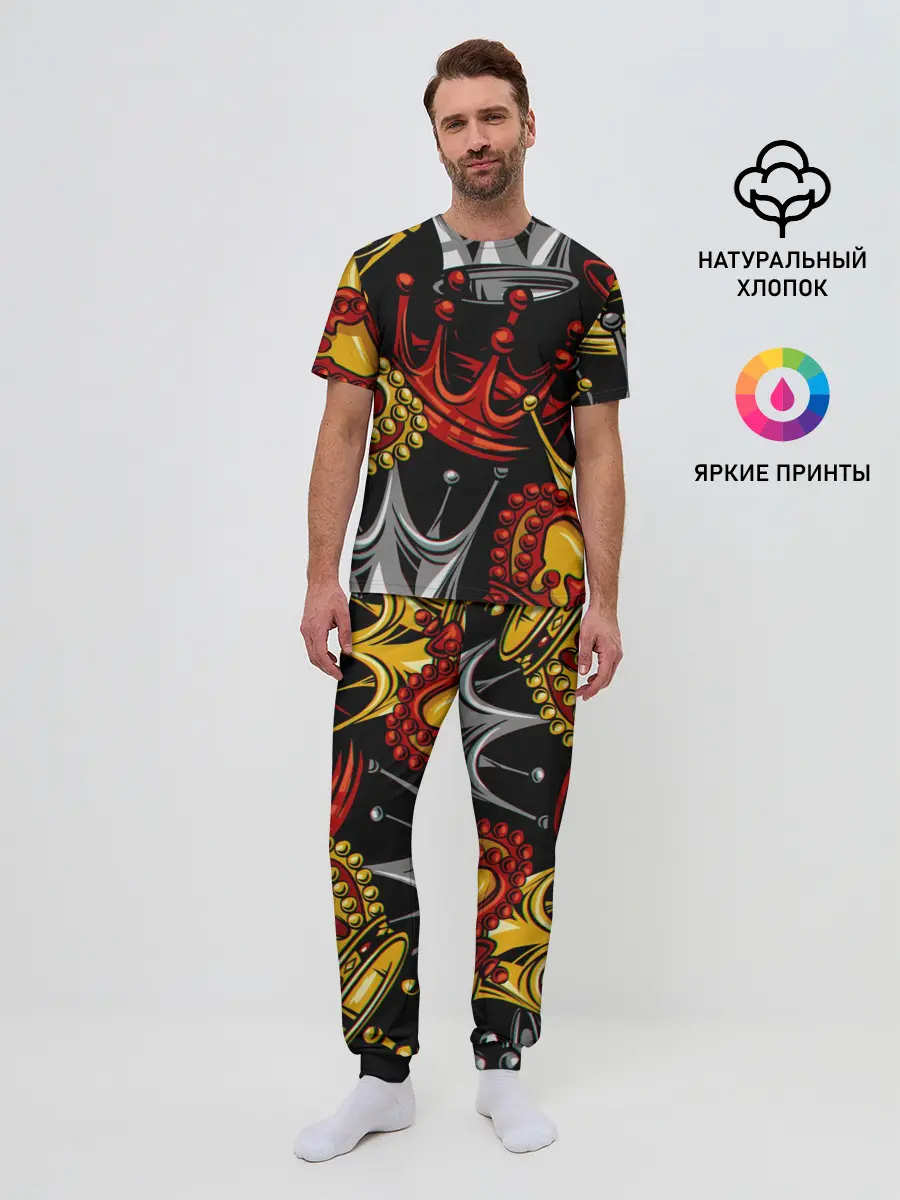 Мужская пижама с брюками / КОРОЛЕВСКИЙ БАГРОВЫЙ 3D