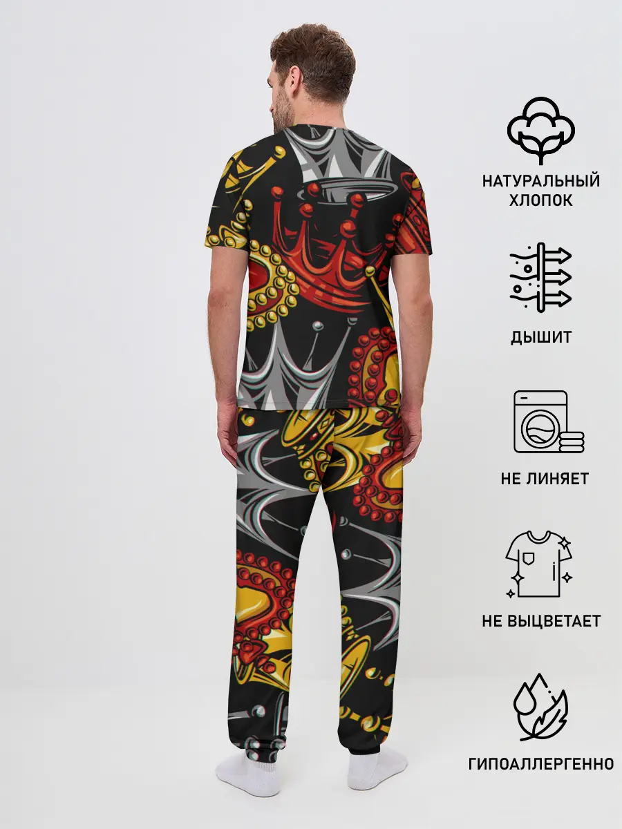 Мужская пижама с брюками / КОРОЛЕВСКИЙ БАГРОВЫЙ 3D