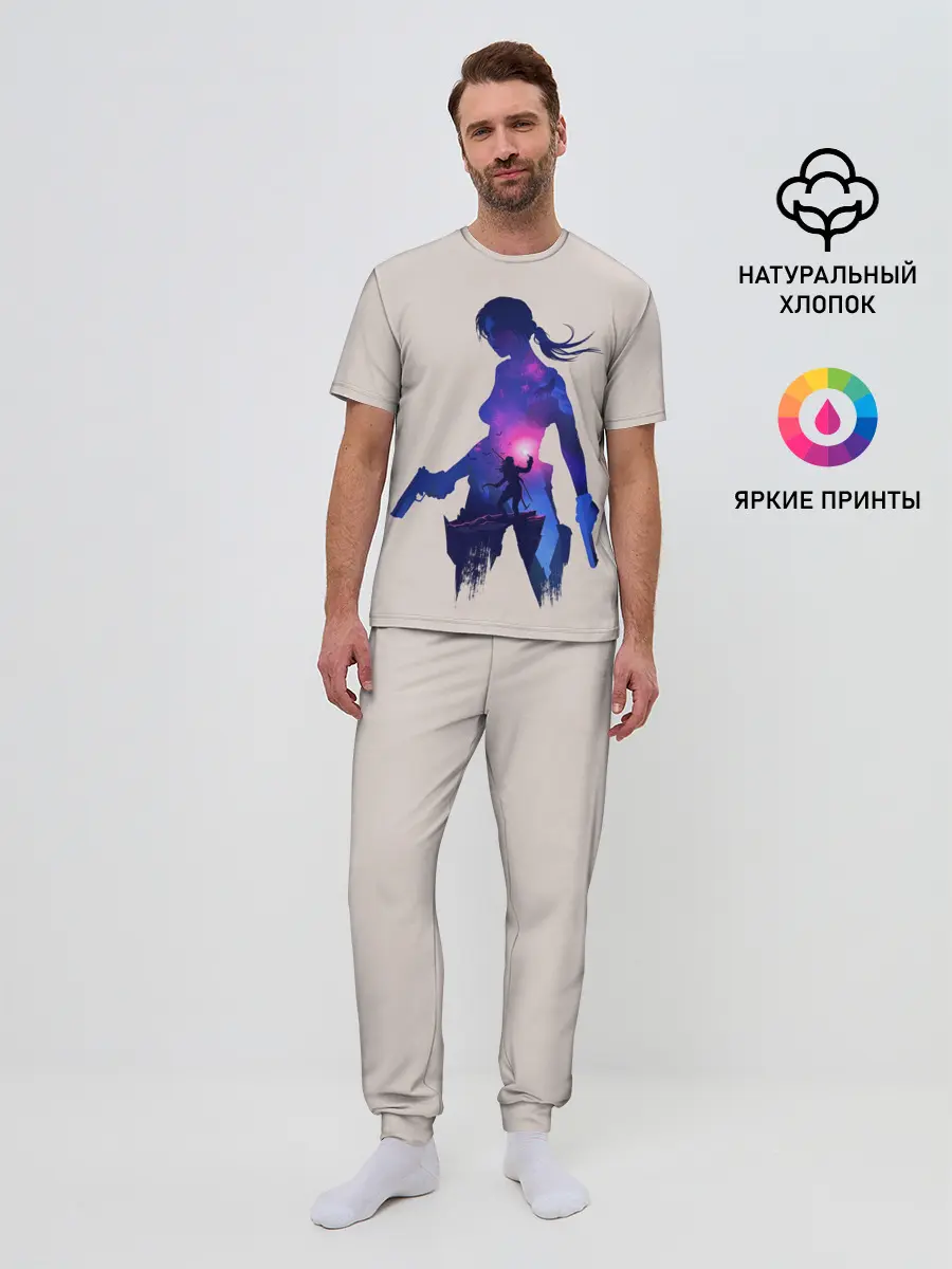 Мужская пижама с брюками / Лара с оружием