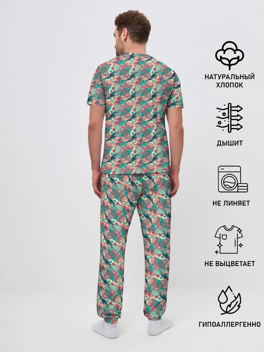 Мужская пижама с брюками / Теннисные Ракетки