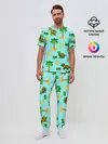 Мужская пижама с брюками / черепашки и пальмы