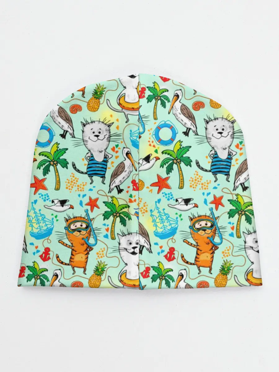 Детская шапка / Коты на отдыхе