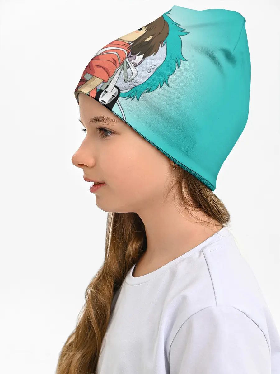 Детская шапка / Тихиро и Хаку зеленый фон