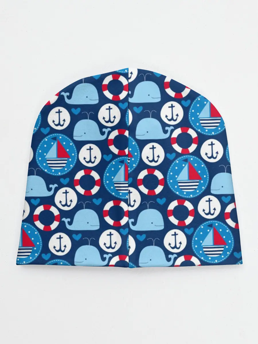 Детская шапка / Киты и яхты