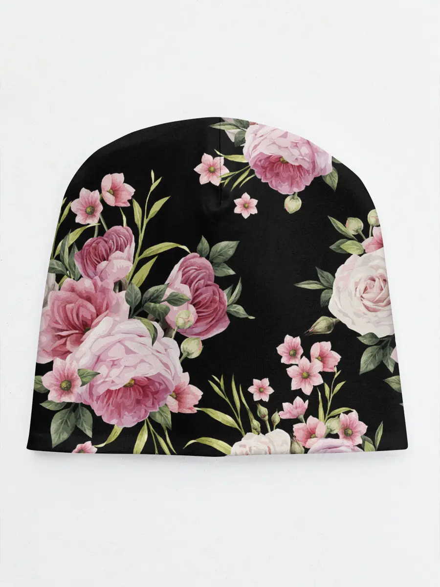 Детская шапка / Пионы на Чёрном