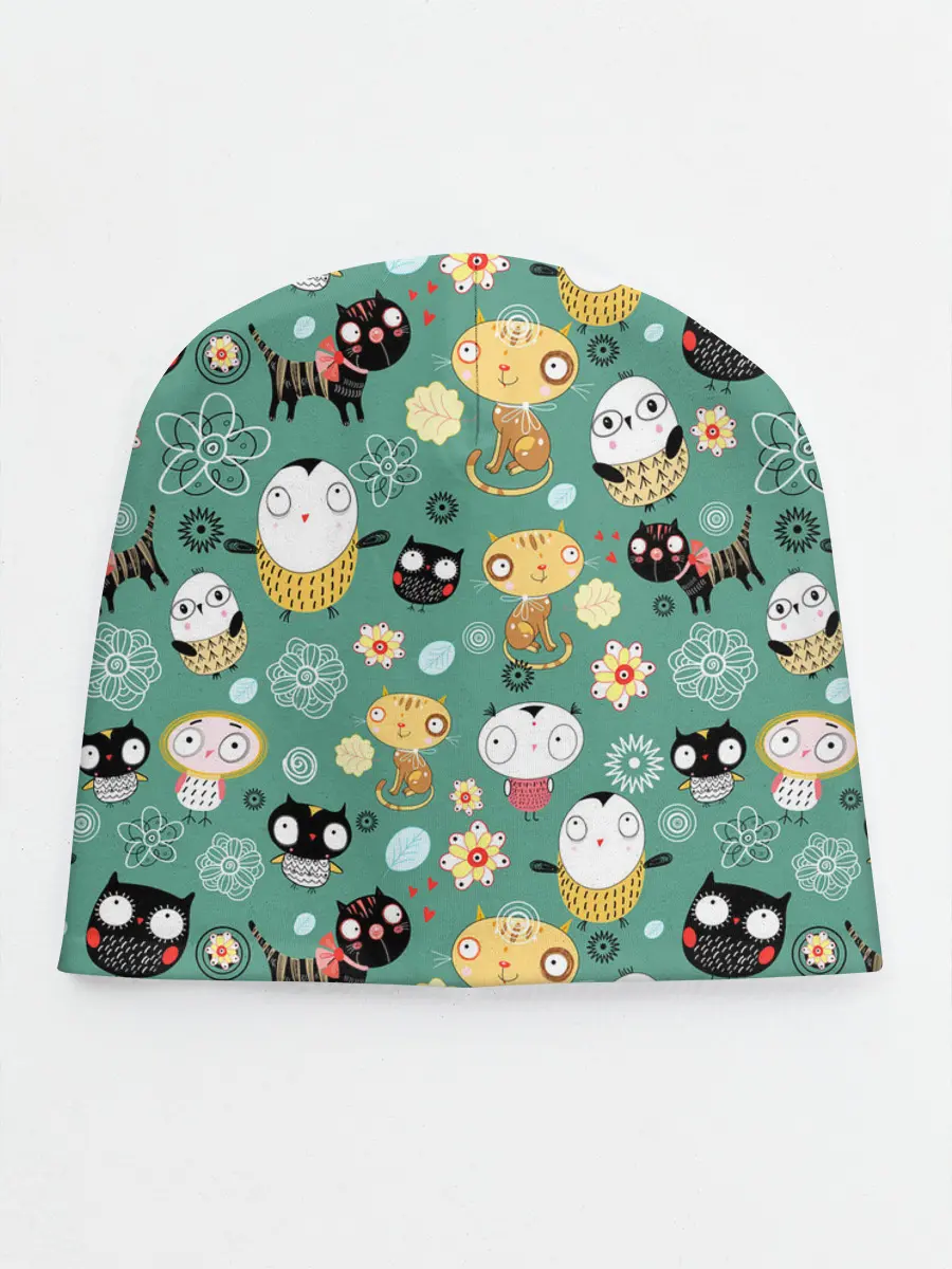 Детская шапка / Совы и котики