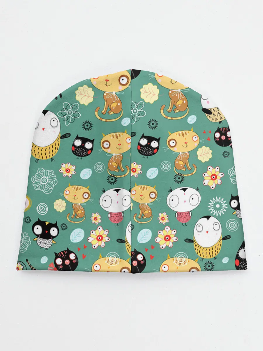 Детская шапка / Совы и котики