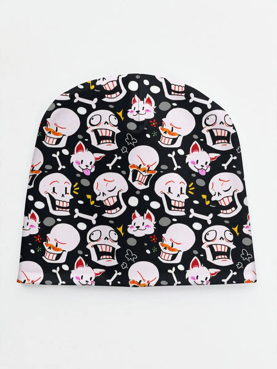 Детская шапка / Черепа и Котики