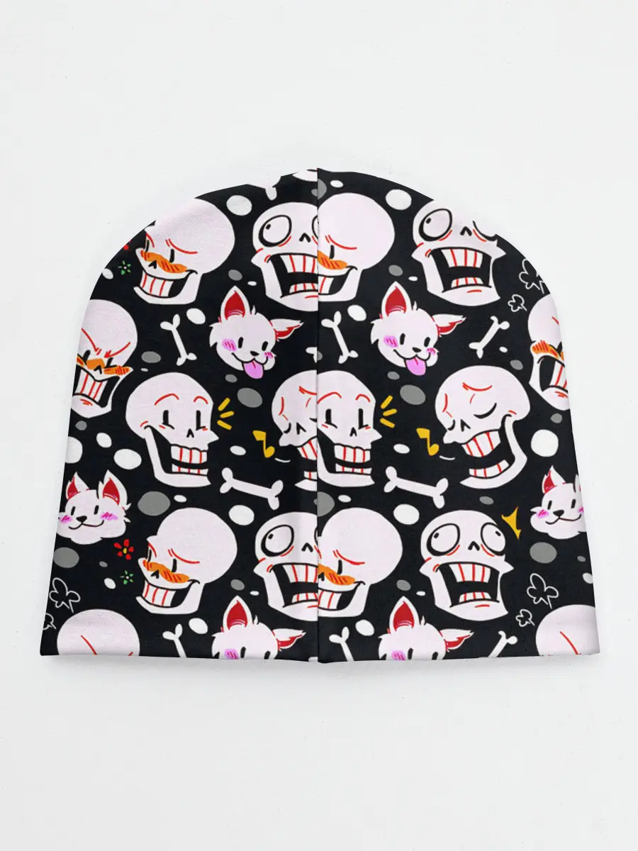 Детская шапка / Черепа и Котики