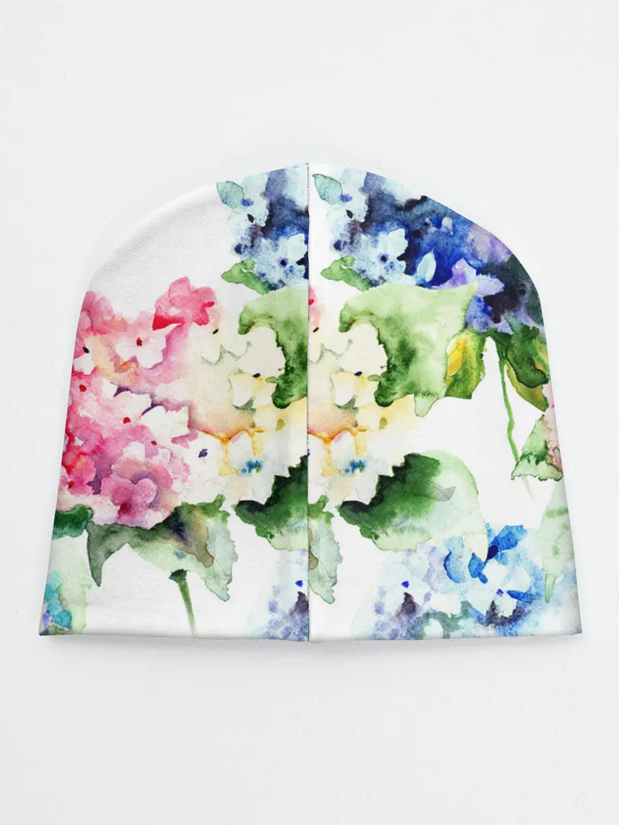 Детская шапка / Акварель, гортензии