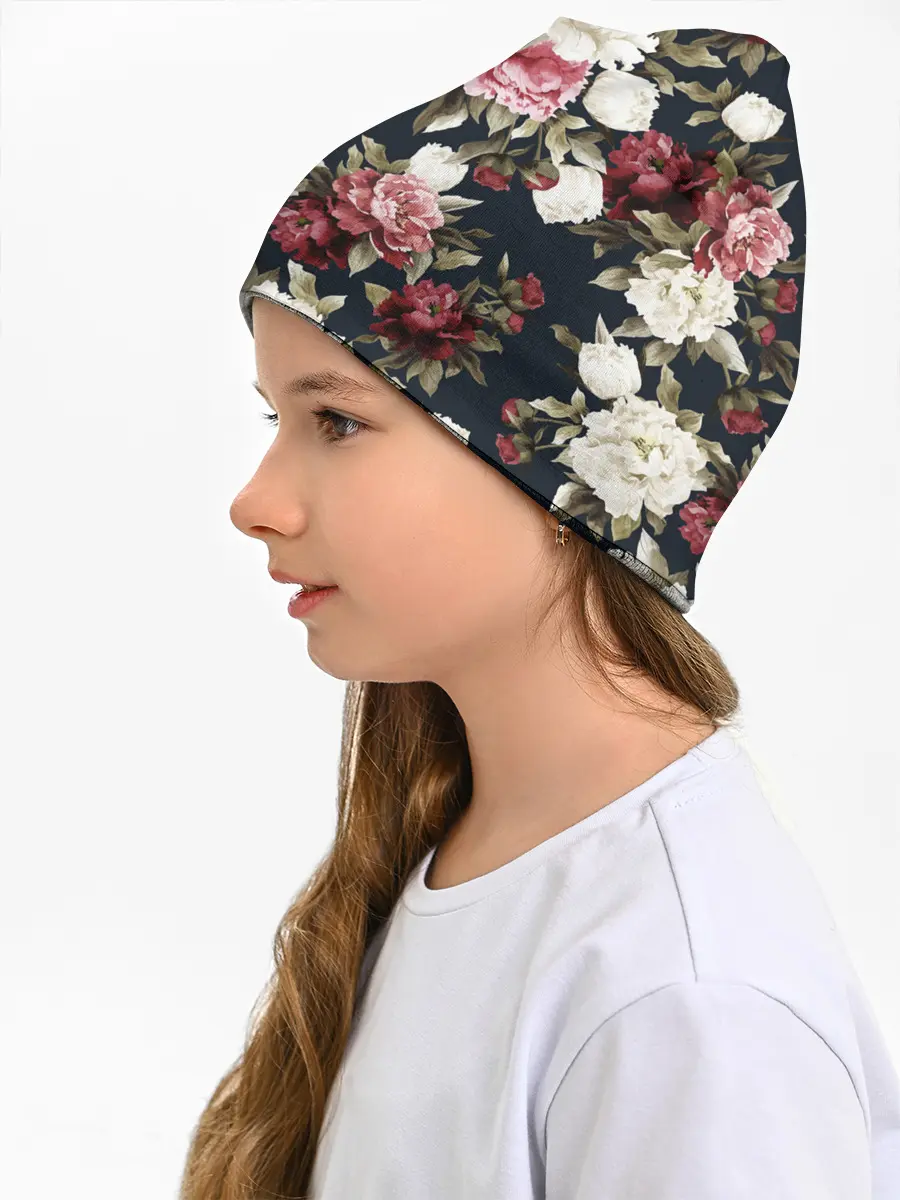 Детская шапка / Акварель, розы