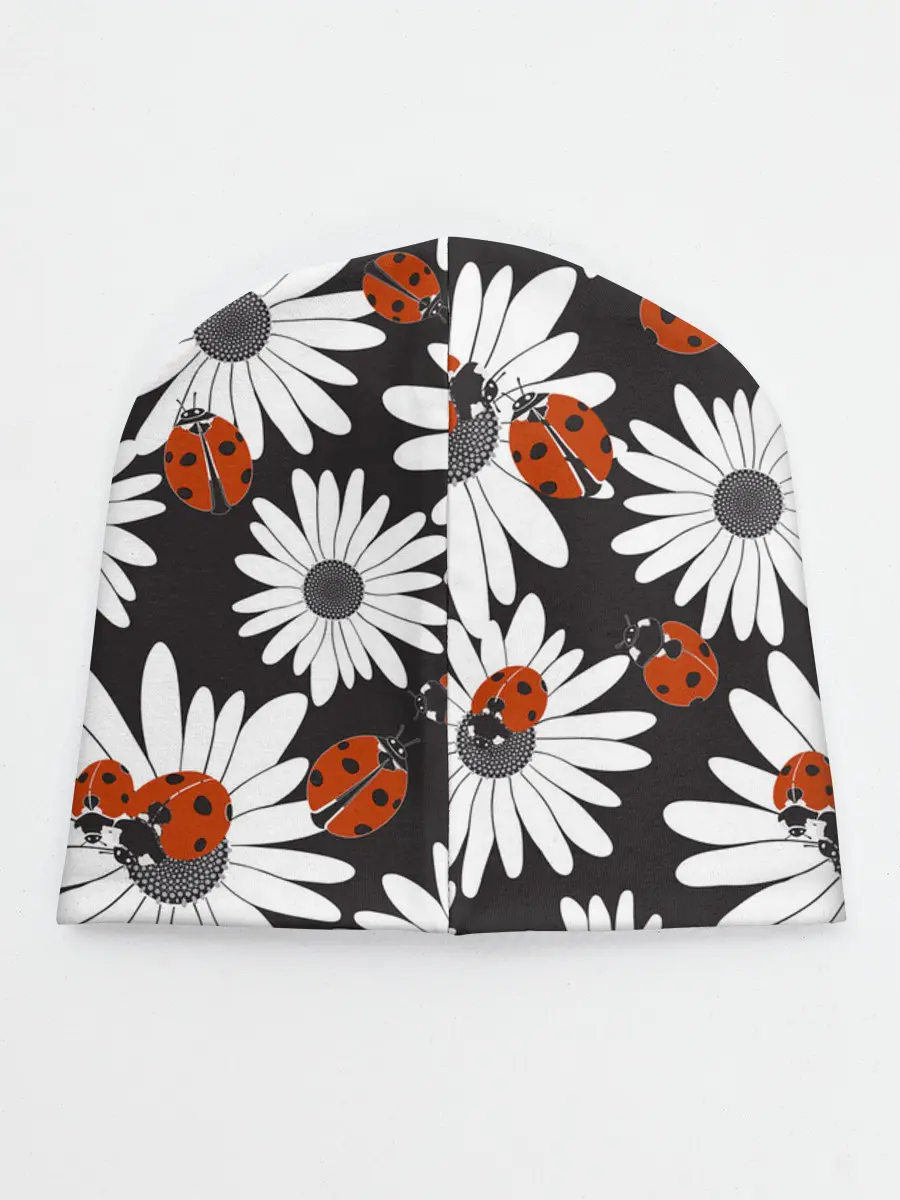 Детская шапка / Божьи коровки на ромашках