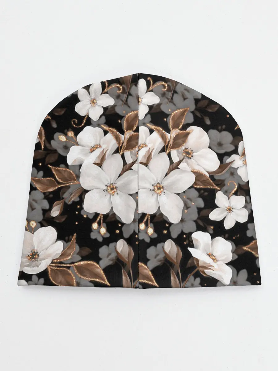 Детская шапка / Белые цветы