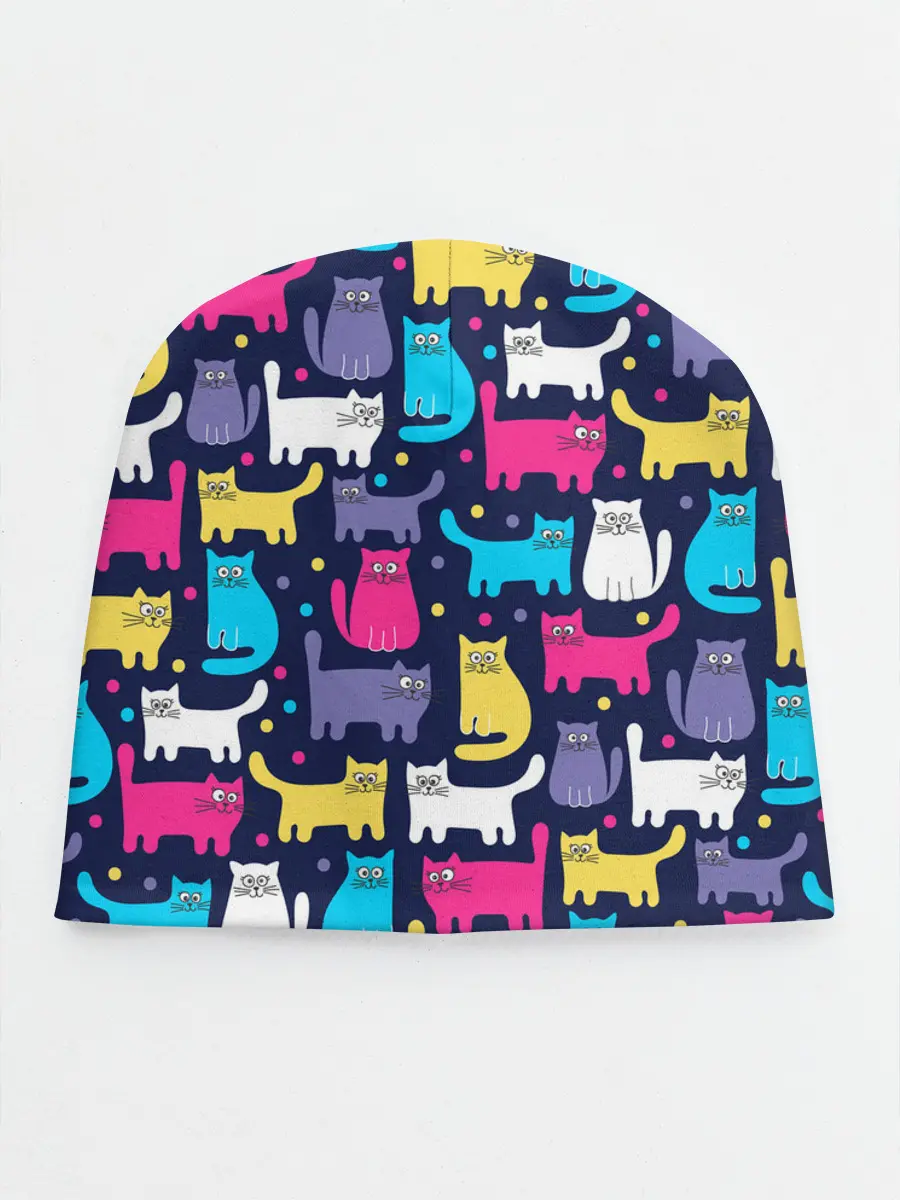 Детская шапка / Разноцветные котики