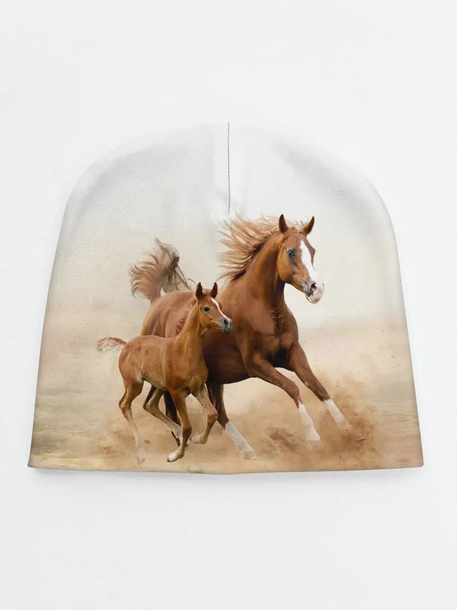 Детская шапка / Лошадь с жеребенком