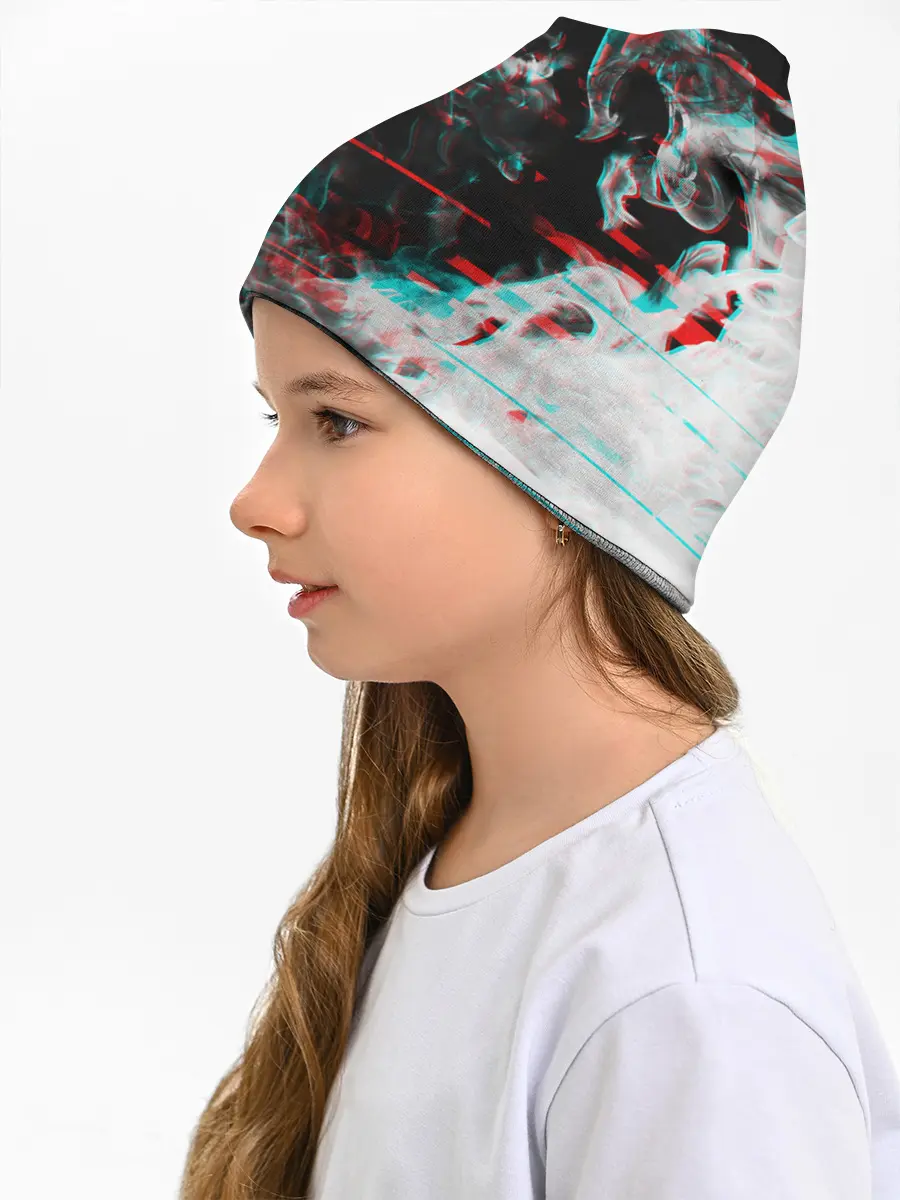 Детская шапка / White flame glitch