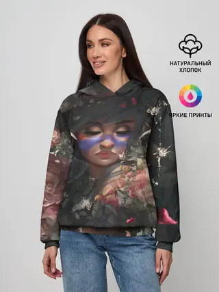 Женское худи / Суккуб | Демонесса в цветах