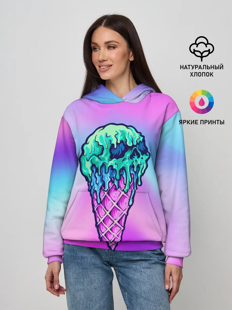Женское худи / Мороженое | Ice Scream | Череп