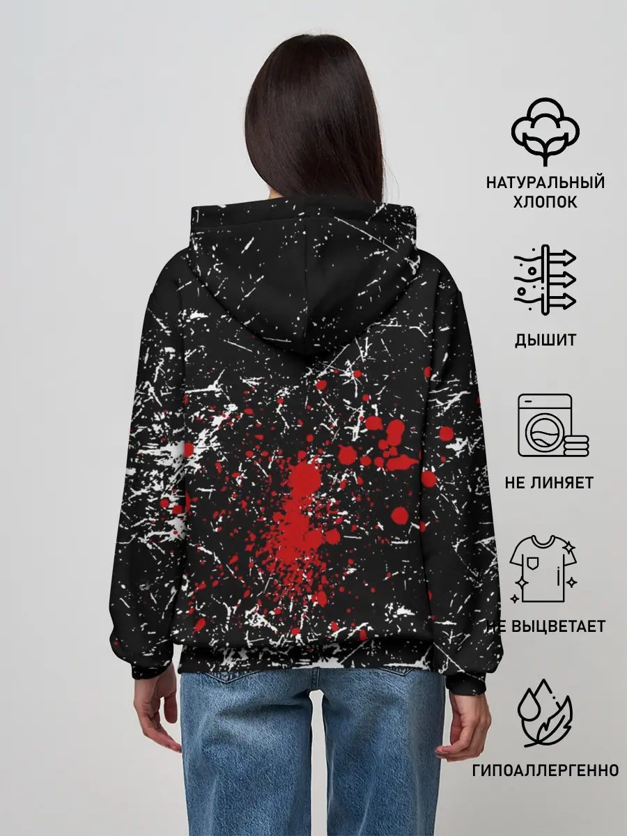 Женское худи / Брызги Череп Хипстер Гранж