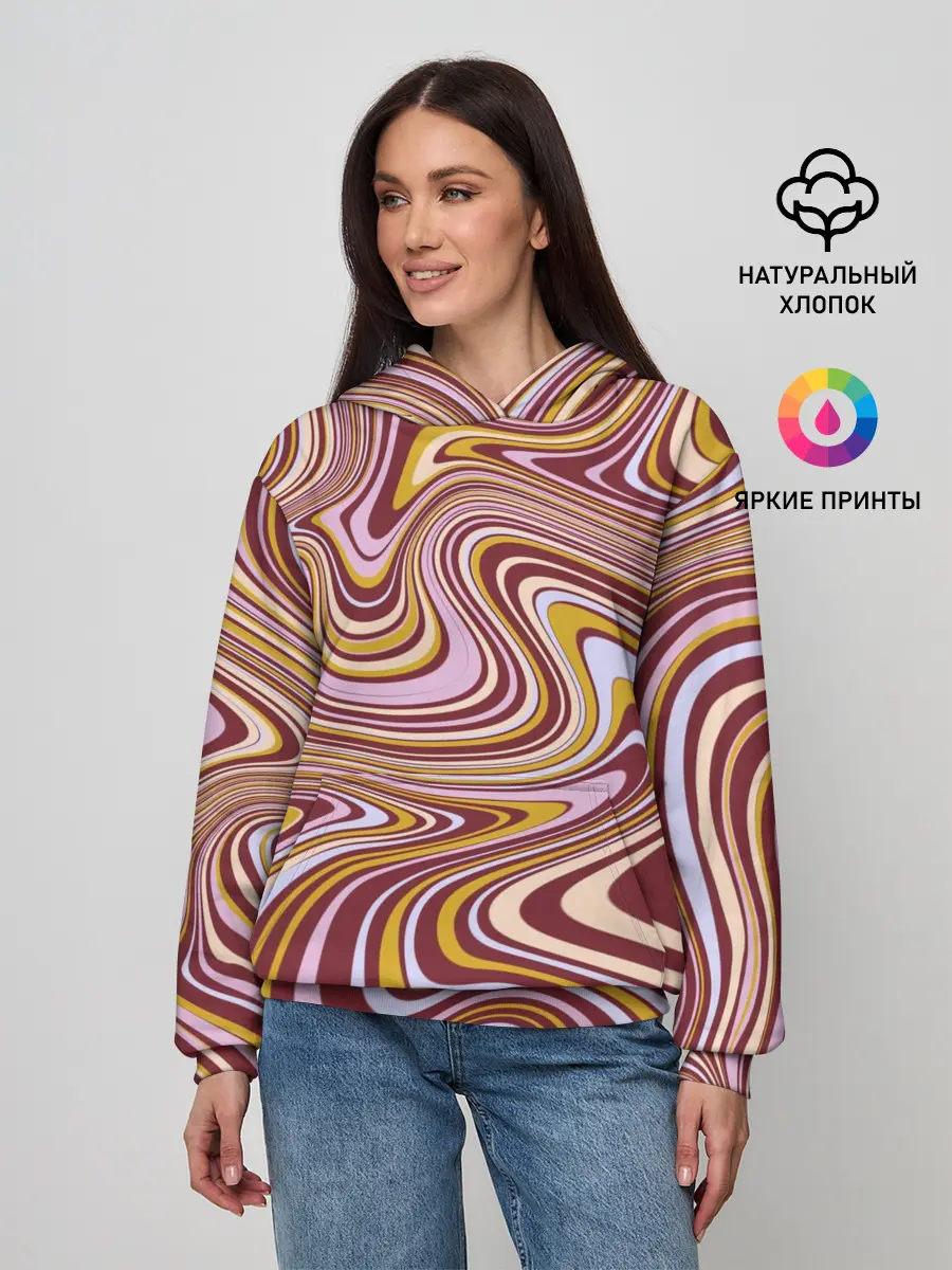 Женское худи / Красно-золотые разводы красок паттерн