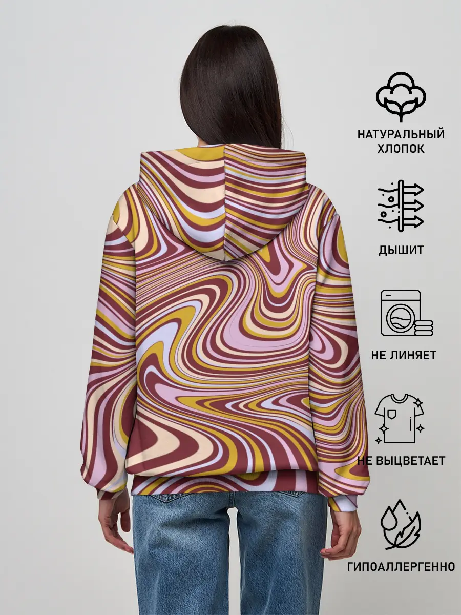 Женское худи / Красно-золотые разводы красок паттерн