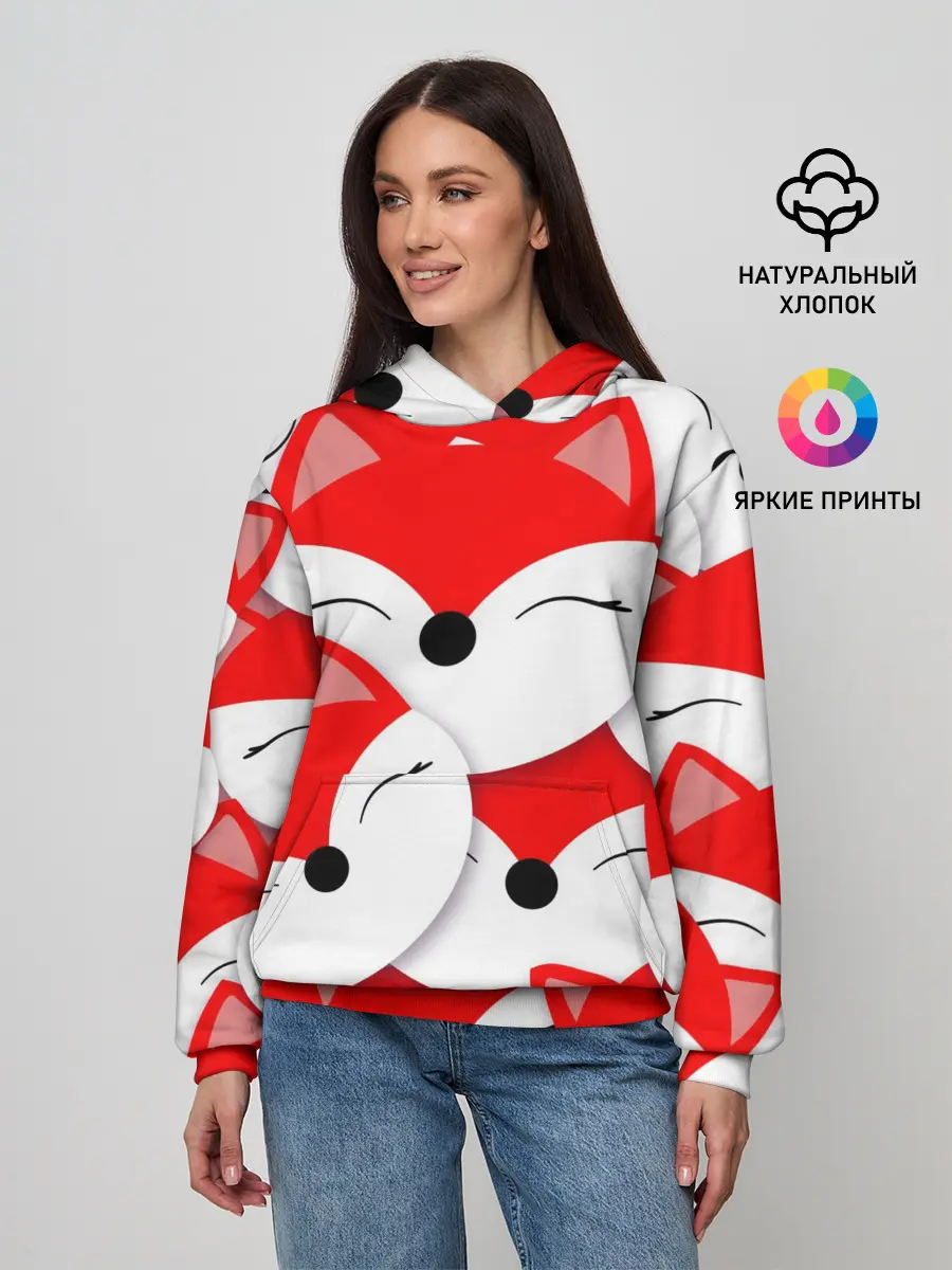 Женское худи / Лисёнок принт