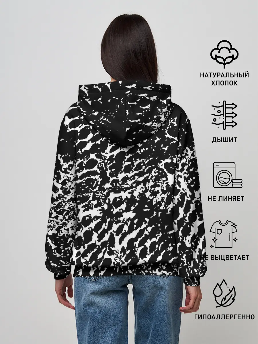 Женское худи / Хаос белого на черном